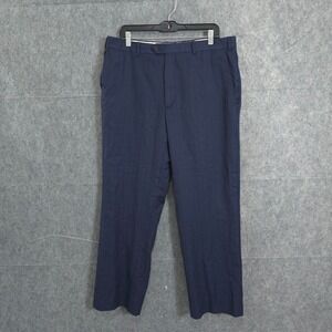 Santorelli Romeo Dress Pants Men 38x30 Navy Blue 5 Virgin Wool Sawtooth Cuffed